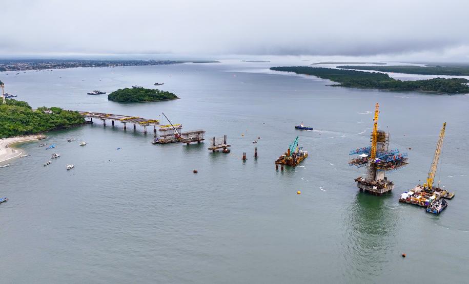 Obras da Ponte de Guaratuba chegam a 65% com destaque para avanço do trecho estaiado
