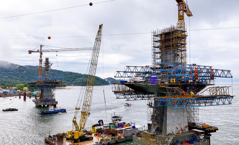 Obras da Ponte de Guaratuba chegam a 65% com destaque para avanço do trecho estaiado