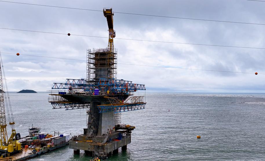 Obras da Ponte de Guaratuba chegam a 65% com destaque para avanço do trecho estaiado