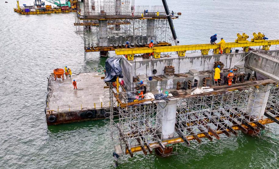 Obras da Ponte de Guaratuba chegam a 65% com destaque para avanço do trecho estaiado