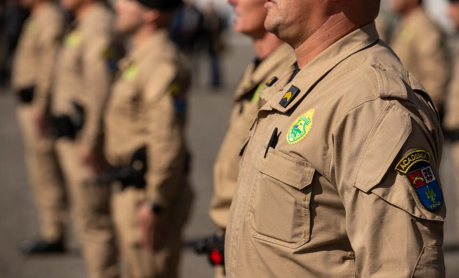 São José dos Pinhais, 11 de agosto de 2025 - A primeira dama do Paraná, Luciana Saito Massa, participa da formatura de Sargentos na Academia do Guatupê.