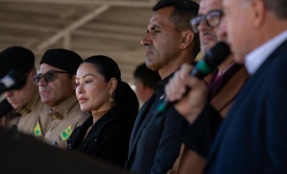 São José dos Pinhais, 11 de agosto de 2025 - A primeira dama do Paraná, Luciana Saito Massa, participa da formatura de Sargentos na Academia do Guatupê.