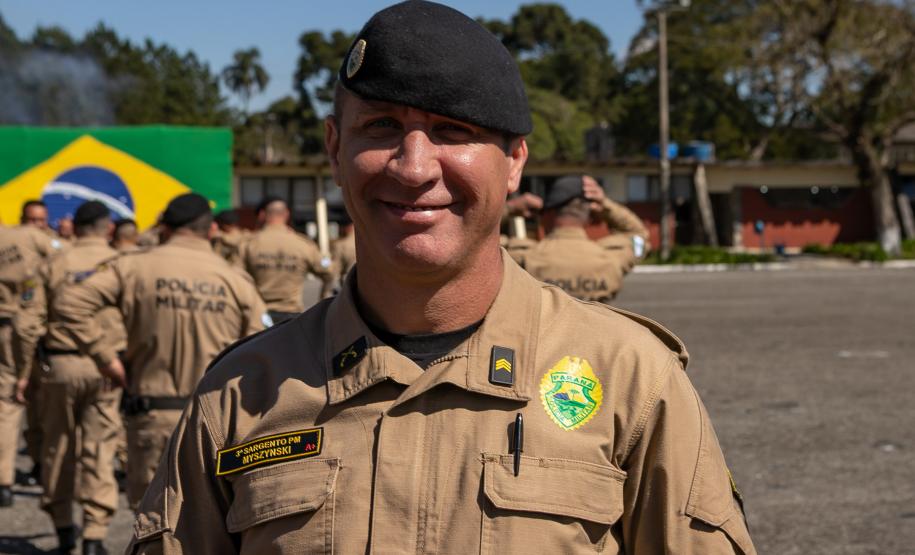 São José dos Pinhais, 11 de agosto de 2025 - A primeira dama do Paraná, Luciana Saito Massa, participa da formatura de Sargentos na Academia do Guatupê.