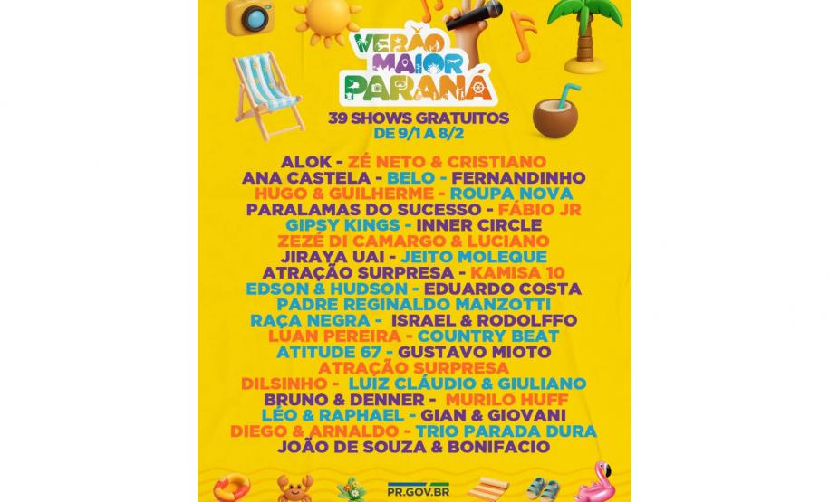 Verão Maior Paraná: confira as atrações dos shows de 2026